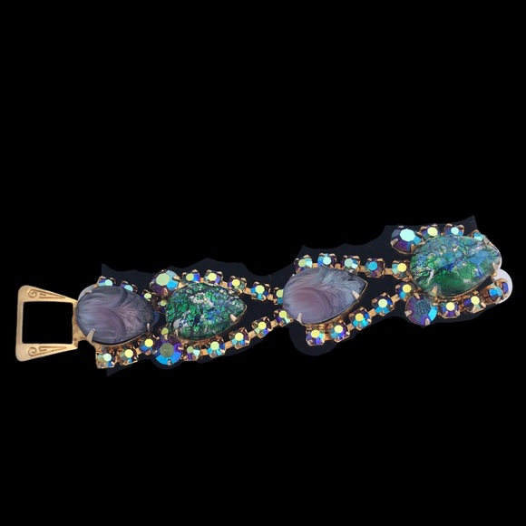 Foiled Opalescent and Aurora Rhinestone Bracelet - Picture 8 of 10